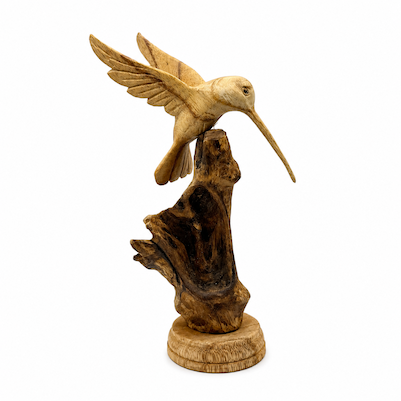 Hummingbird on Driftwood Statue